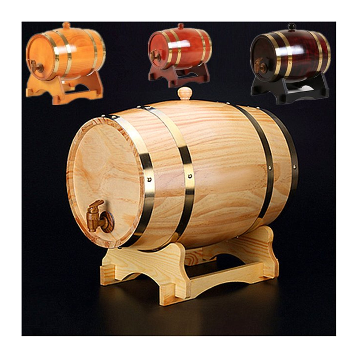 Subliva Vintage Holzfass aus Eiche in Braun, 3L dekoratives Fass für Whiskey, Rum oder Wein - Bild 1