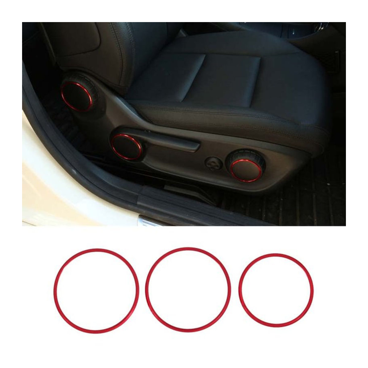 Suetlcoity 3er Set Sitzverstellung Schalter Ring Abdeckung in Rot für Mercedes Benz A B GLA CLA Klasse W176 W117 W246 C117 A180 - Bild 1