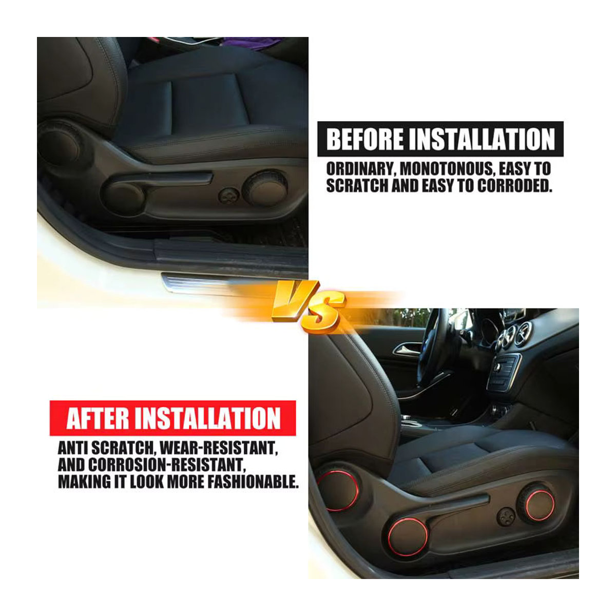Suetlcoity 3er Set Sitzverstellung Schalter Ring Abdeckung in Rot für Mercedes Benz A B GLA CLA Klasse W176 W117 W246 C117 A180 - Bild 2