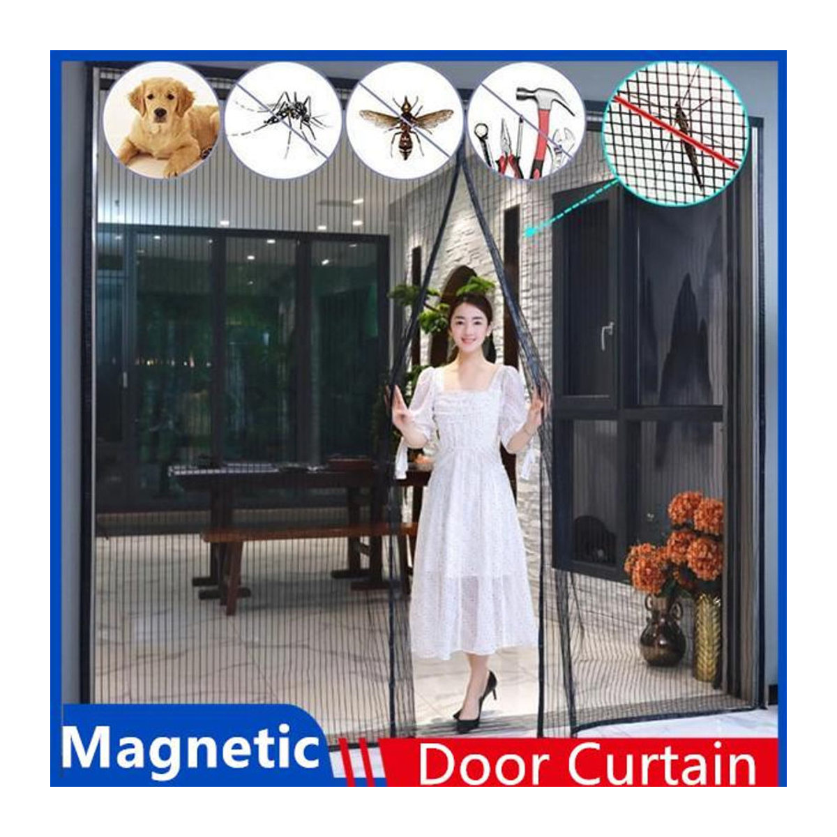 Sufdarj Home Textiles Magnetisches Moskitonetz als Insektenschutz Fliegengitter Türvorhang mit automatischem Verschluss B/H: 120 x 210 cm - Bild 3