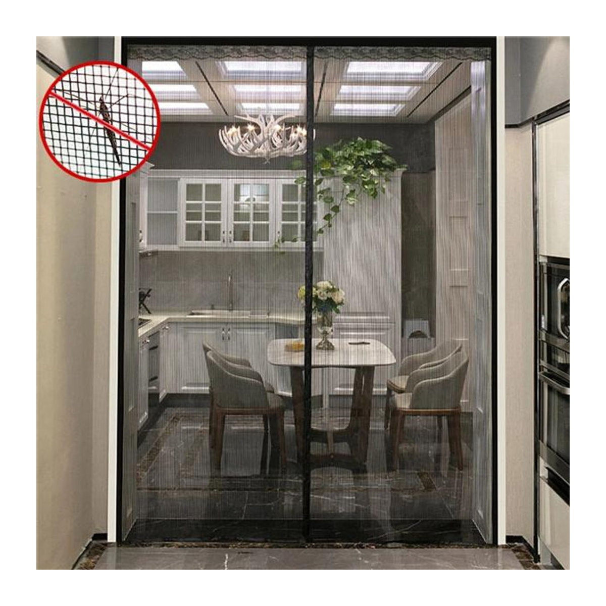 Sufdarj Home Textiles Magnetisches Moskitonetz als Insektenschutz Fliegengitter Türvorhang mit automatischem Verschluss B/H: 120 x 210 cm - Bild 7