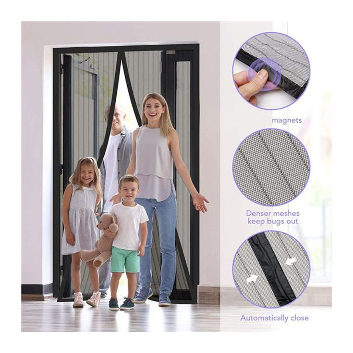 Sufdarj Home Textiles Magnetisches Moskitonetz als Insektenschutz Fliegengitter Türvorhang mit automatischem Verschluss B/H: 120 x 210 cm - Bild 9
