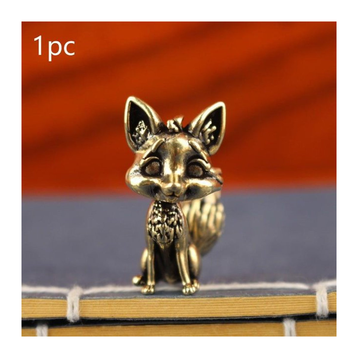 Sugarr Fuchs Statue aus Messing in Gold als dekorative Miniaturfigur für deinen Schreibtisch - Bild 1