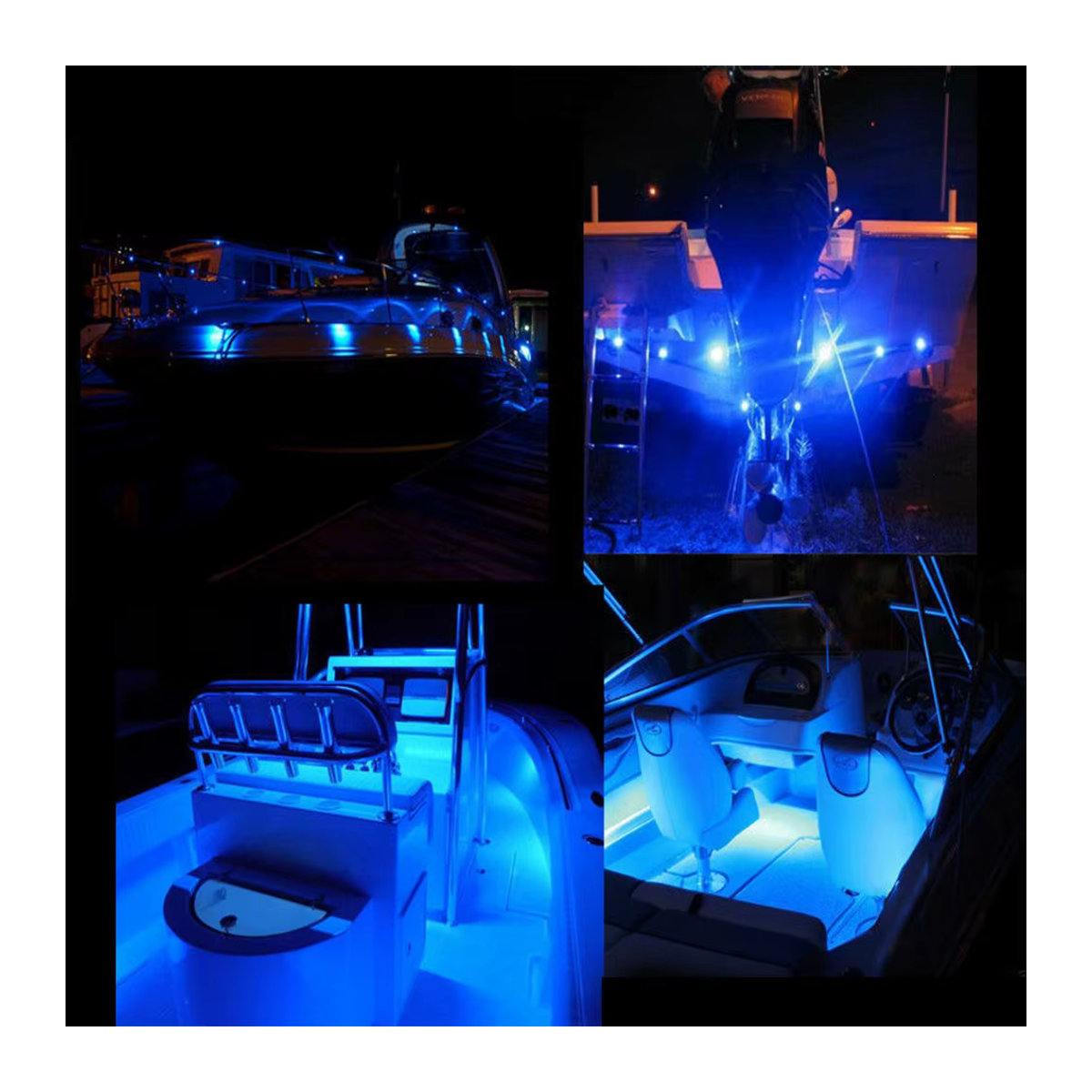 SUITU 4er Set Blaue LED Boot Licht Silber Wasserdicht und Staubgeschützt Unterwasser Runde LED Rücklicht für Sea-Doo GTX und WaveRunner 12V 3W - Bild 2