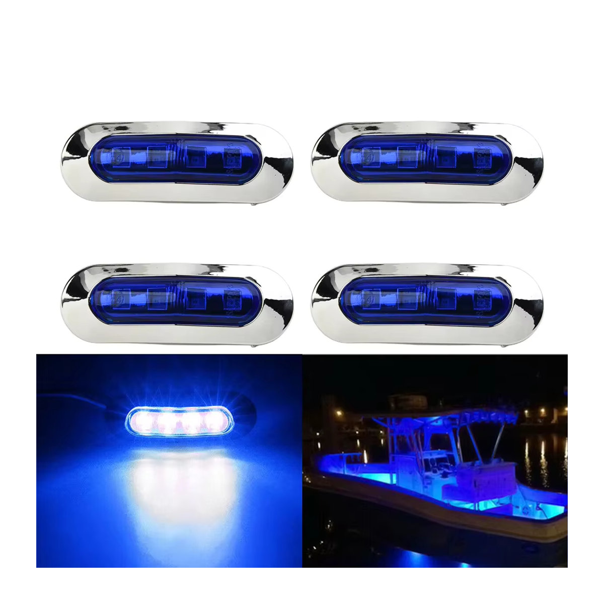 SUITU 4er Set Marine Boot Lichter mit 4 blauen LED Courtesy Lampen für Kabine Deck und Treppen als Yacht und Auto Zubehör - Bild 4