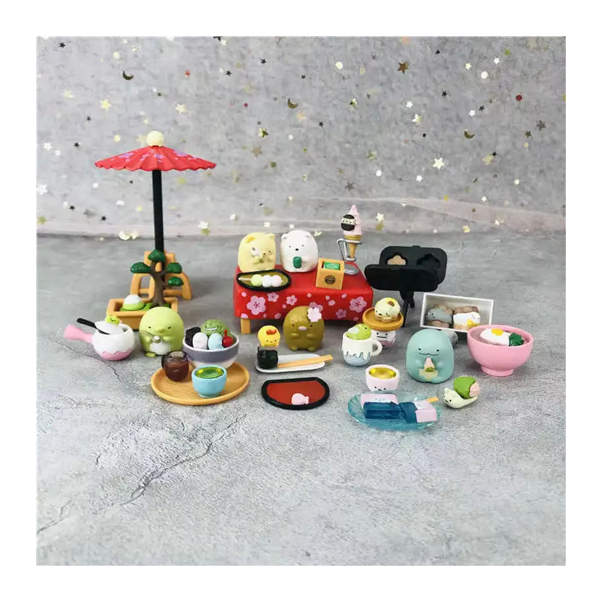 Sumikko Gurashi Sweet Shop Miniatur Figuren Set aus Kunststoff, mehrfarbig, Tischdekoration für Tier-Liebhaber - Bild 3