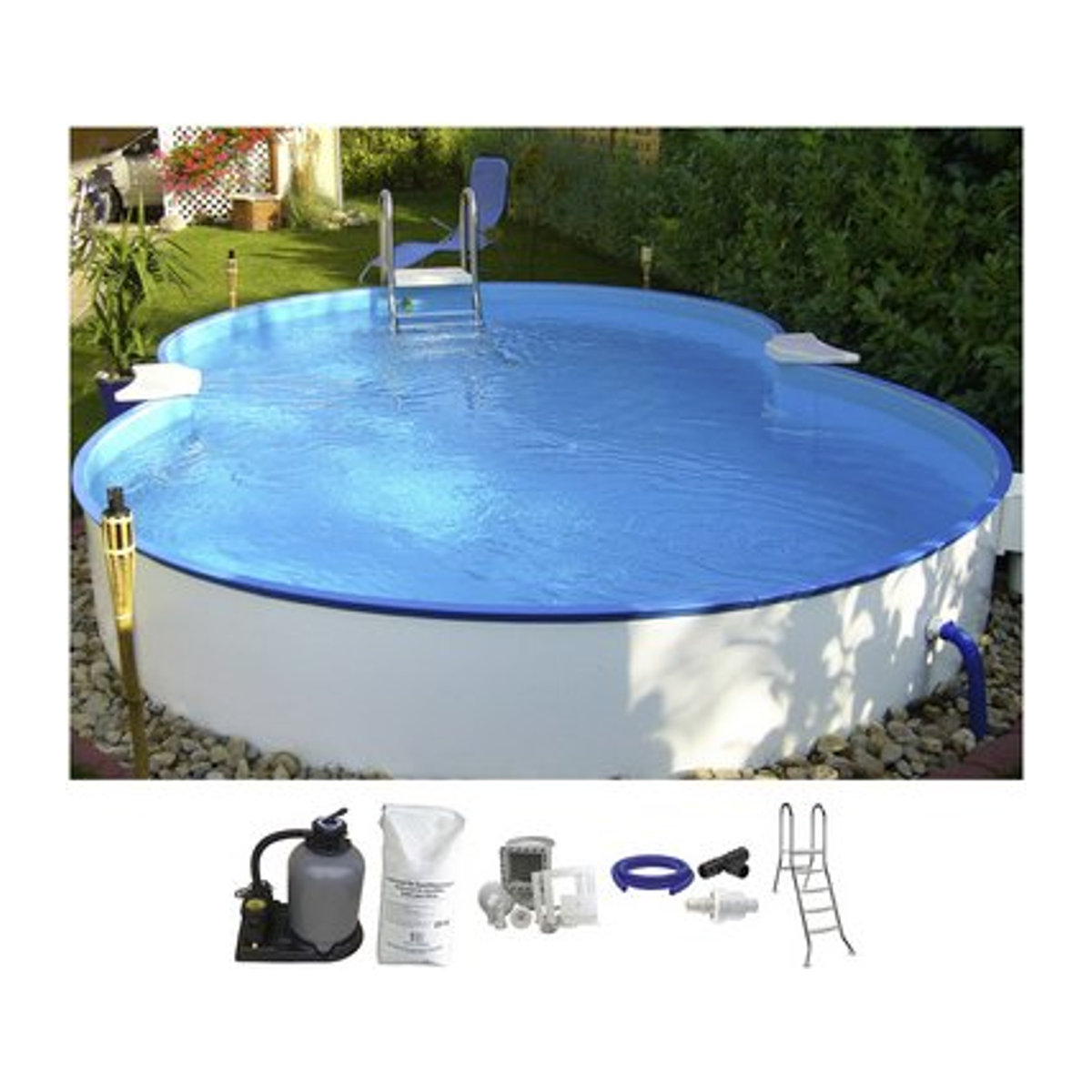 SUMMER FUN Achtformpool in Weiß und Blau, B/H/L: 320 x 120 x 525 cm - Bild 1