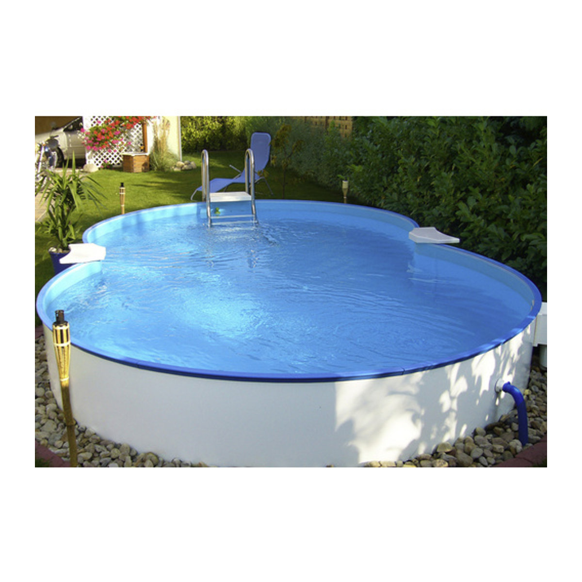 SUMMER FUN Achtformpool in Weiß und Blau mit Stahl- und Edelstahlrahmen B/H/L: 625 x 150 x 360 cm - Bild 2