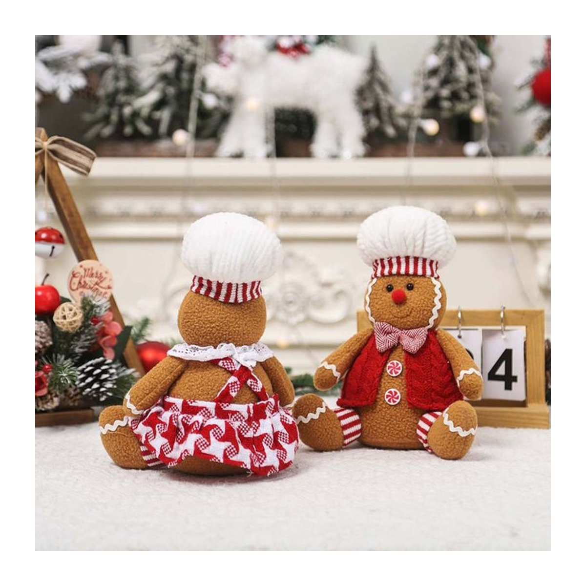 Suncolourful Lebkuchenmann Weihnachtsfigur in Braun mit Kochmütze als stehende Dekoration für Fenster und DIY-Projekte - Bild 1