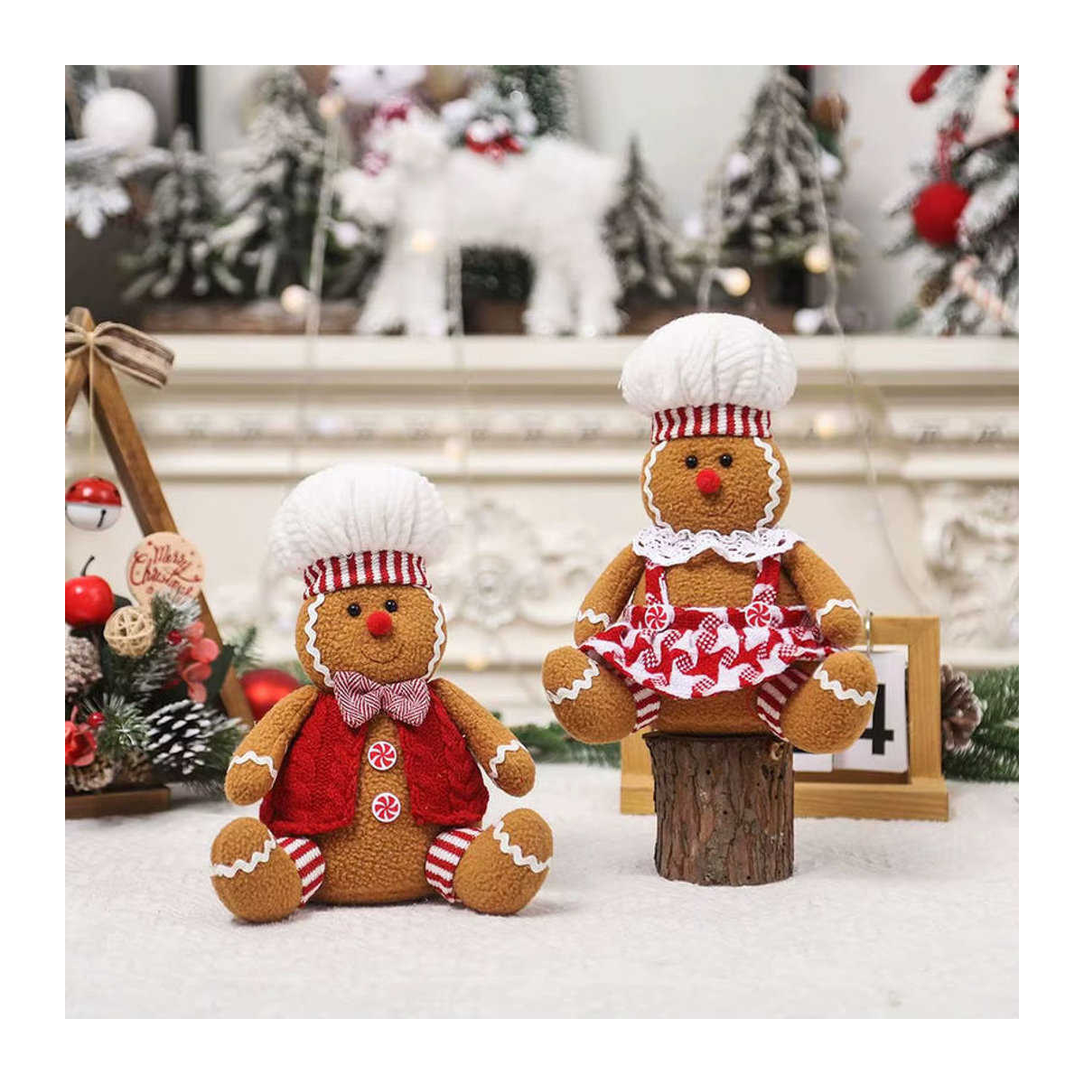 Suncolourful Lebkuchenmann Weihnachtsfigur in Braun mit Kochmütze als stehende Dekoration für Fenster und DIY-Projekte - Bild 2