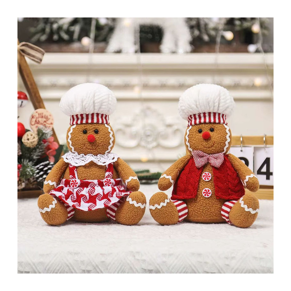 Suncolourful Lebkuchenmann Weihnachtsfigur in Braun mit Kochmütze als stehende Dekoration für Fenster und DIY-Projekte - Bild 3