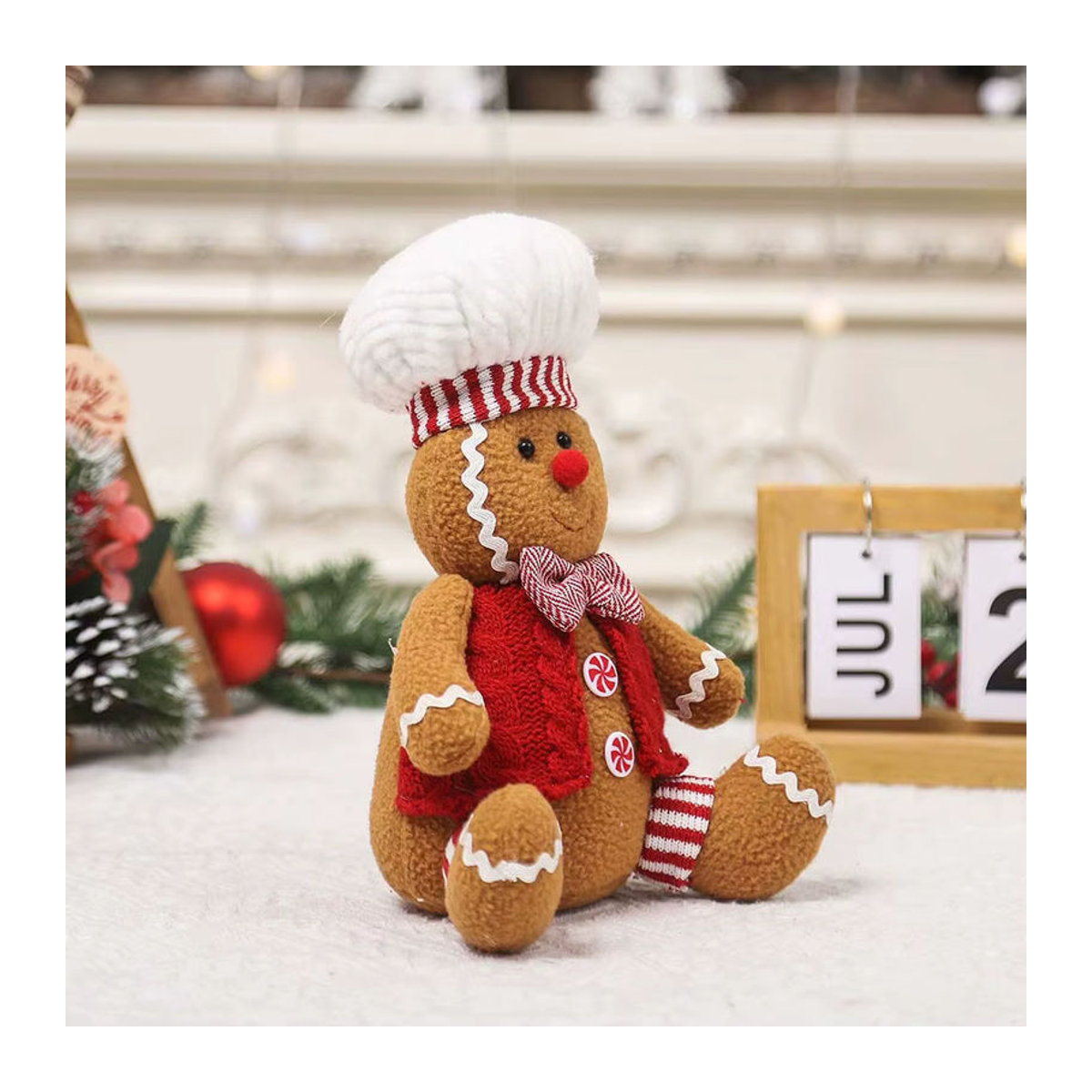 Suncolourful Lebkuchenmann Weihnachtsfigur in Braun mit Kochmütze als stehende Dekoration für Fenster und DIY-Projekte - Bild 4