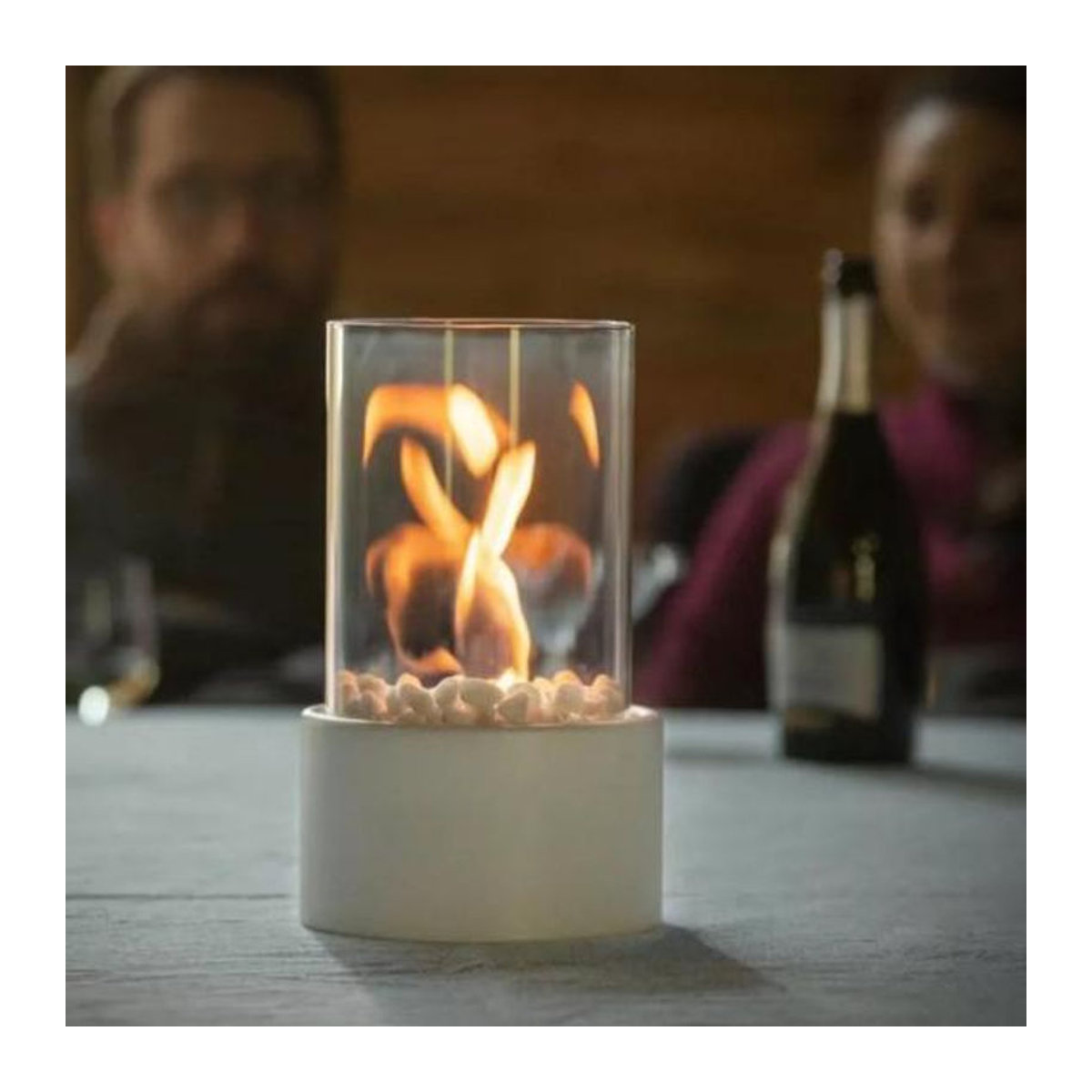 SUNJOY HOUSE Feuerstelle für den Schreibtisch mit Glasabdeckung in Weiß für Innen und Außen - Bild 4