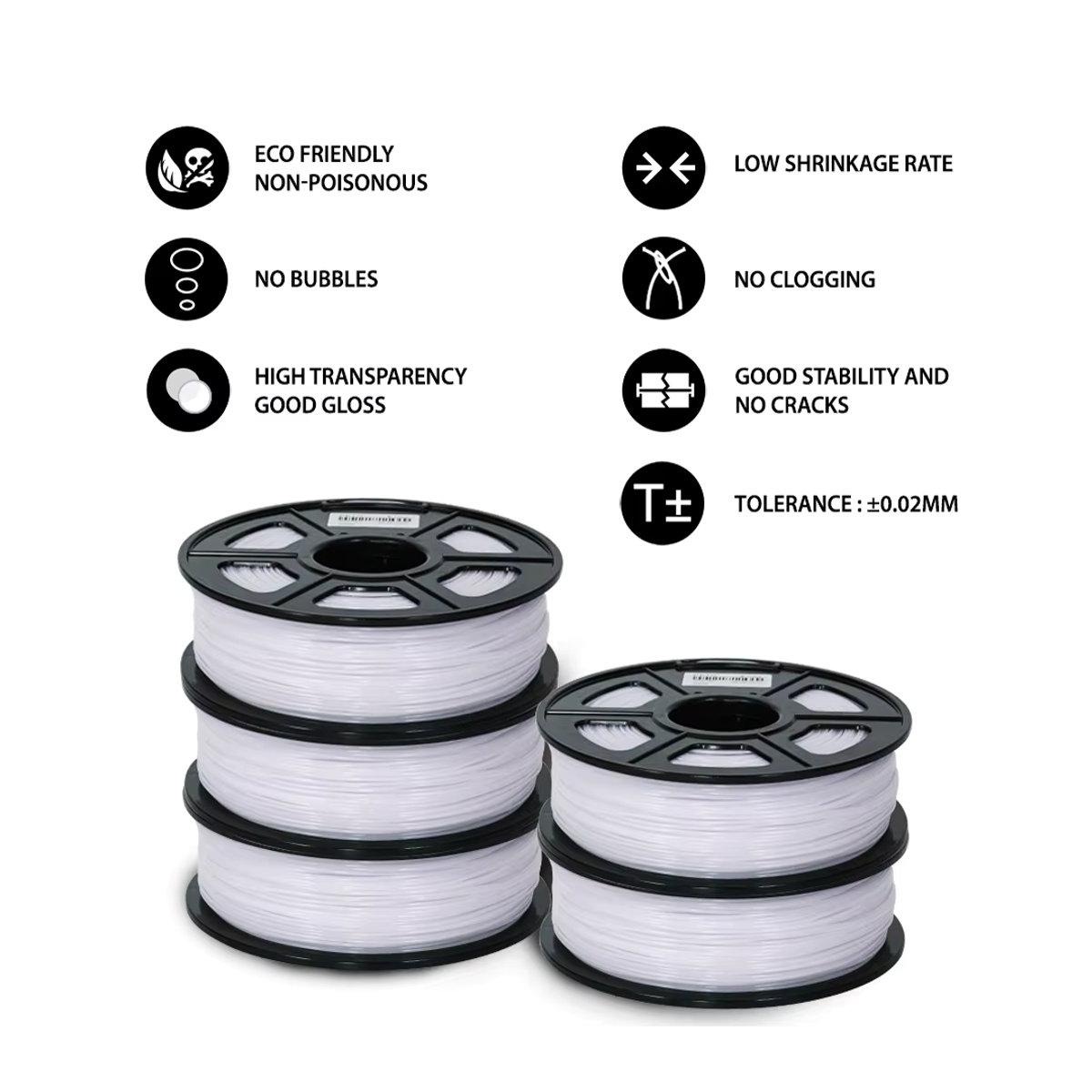 SUNLU PETG Filament Set in Klar, Weiß und Blau, 1,75 mm Durchmesser, 2 Rollen à 1 kg, hochzähig für FDM-Drucker - Bild 2