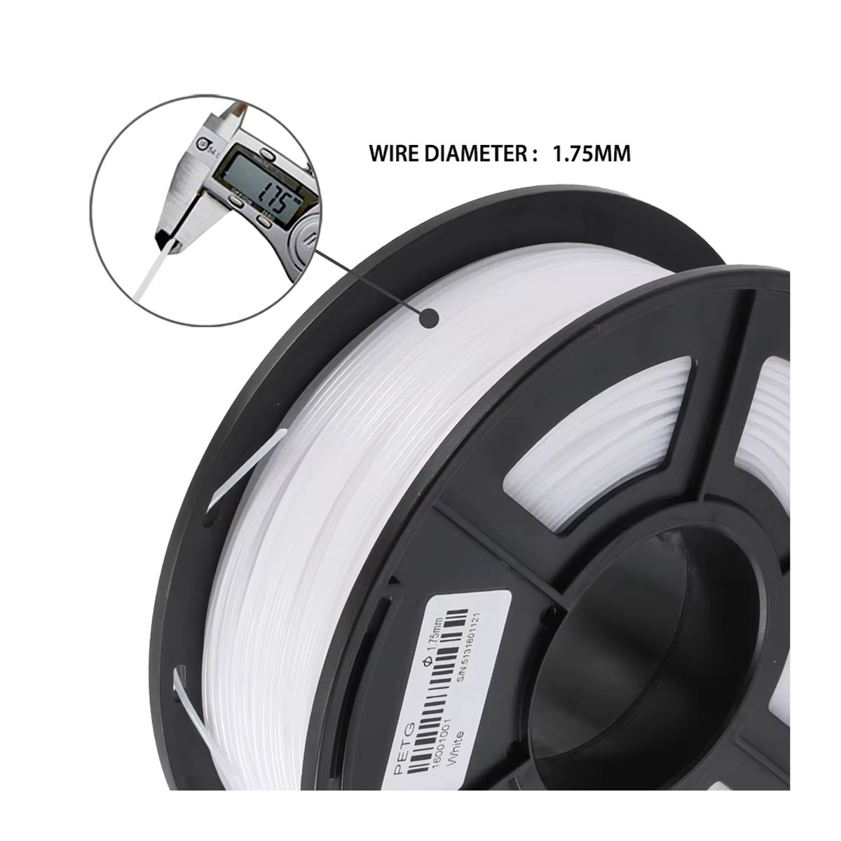SUNLU PETG Filament Set in Klar, Weiß und Blau, 1,75 mm Durchmesser, 2 Rollen à 1 kg, hochzähig für FDM-Drucker - Bild 3