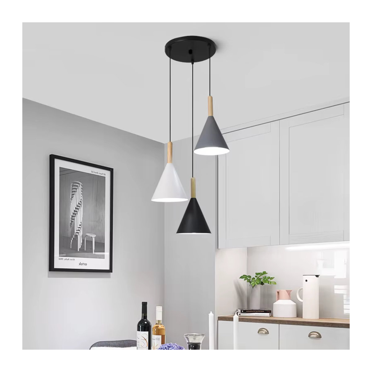 SUNMEIYI Kronleuchter im Nordic Design aus Metall für Esszimmer und Bar, Macaron Farben, E27 Fassung - Bild 2