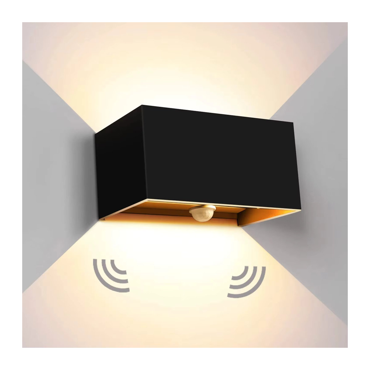 SUNMEIYI LED Außenwandleuchte mit Bewegungsmelder, 24 W, IP65 wasserdicht, Schwarz/Weiß, Warmweiß - Bild 6
