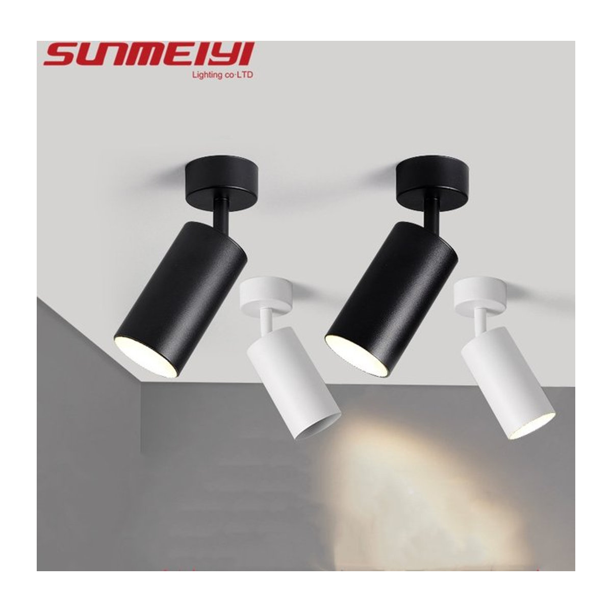SUNMEIYI LED-Deckenleuchte als Strahler für Aufputzmontage, 360 Grad drehbar, - Bild 1