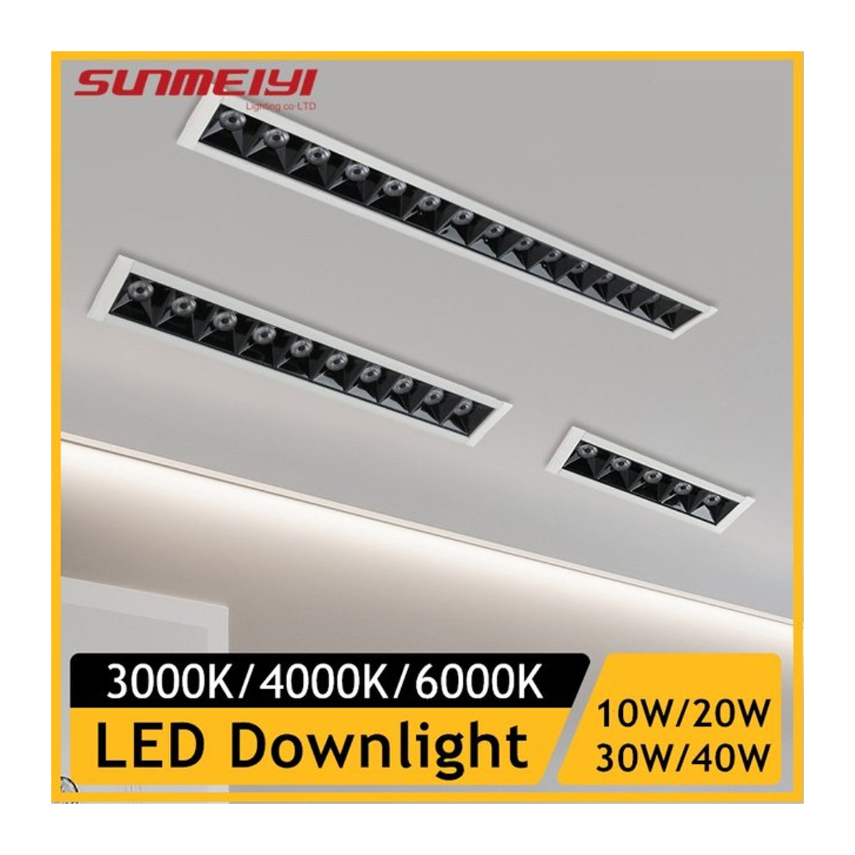 SUNMEIYI LED Einbaustrahler Rechteck Deckenlampe mit Grille in Weiß für modernes Wohnzimmer und Shop Design - Bild 1
