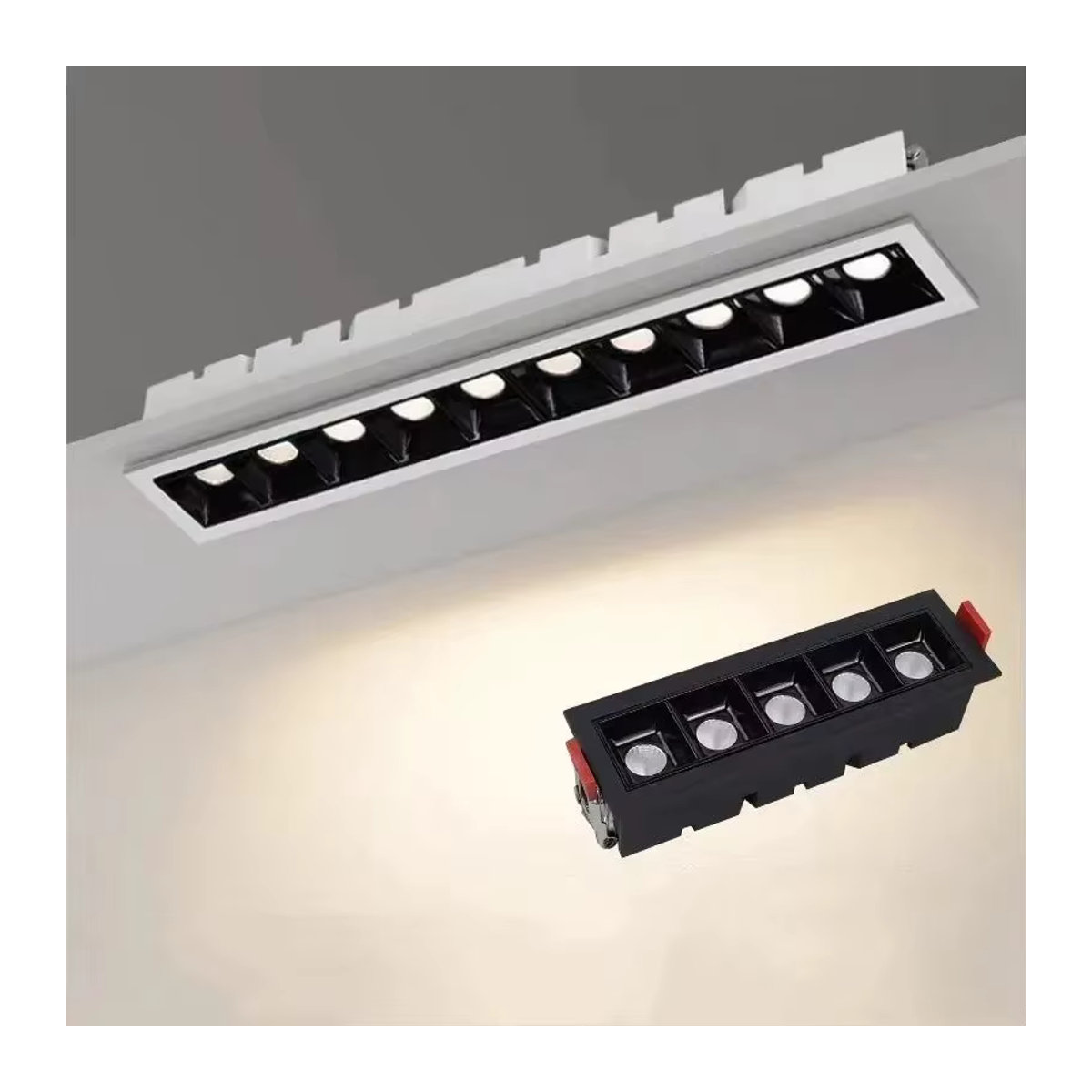 SUNMEIYI LED Einbaustrahler Rechteck Deckenlampe mit Grille in Weiß für modernes Wohnzimmer und Shop Design - Bild 4