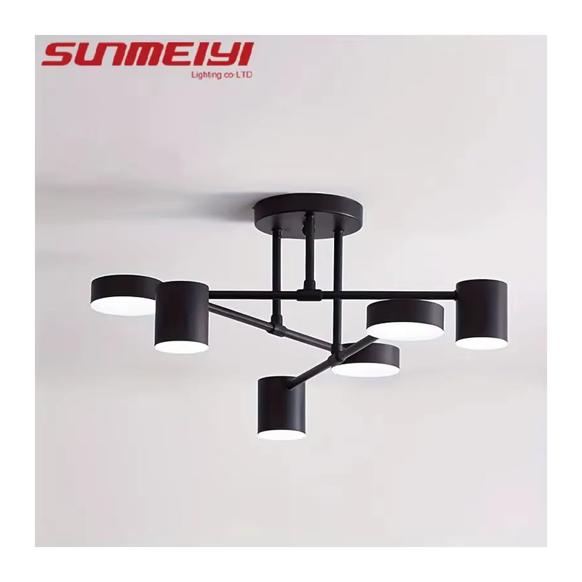 SUNMEIYI LED Kronleuchter im skandinavischen Design aus Metall, schwarz, drehbare Multi-Kopf-Innenleuchte für Wohnzimmer, Schlafzimmer - Bild 5