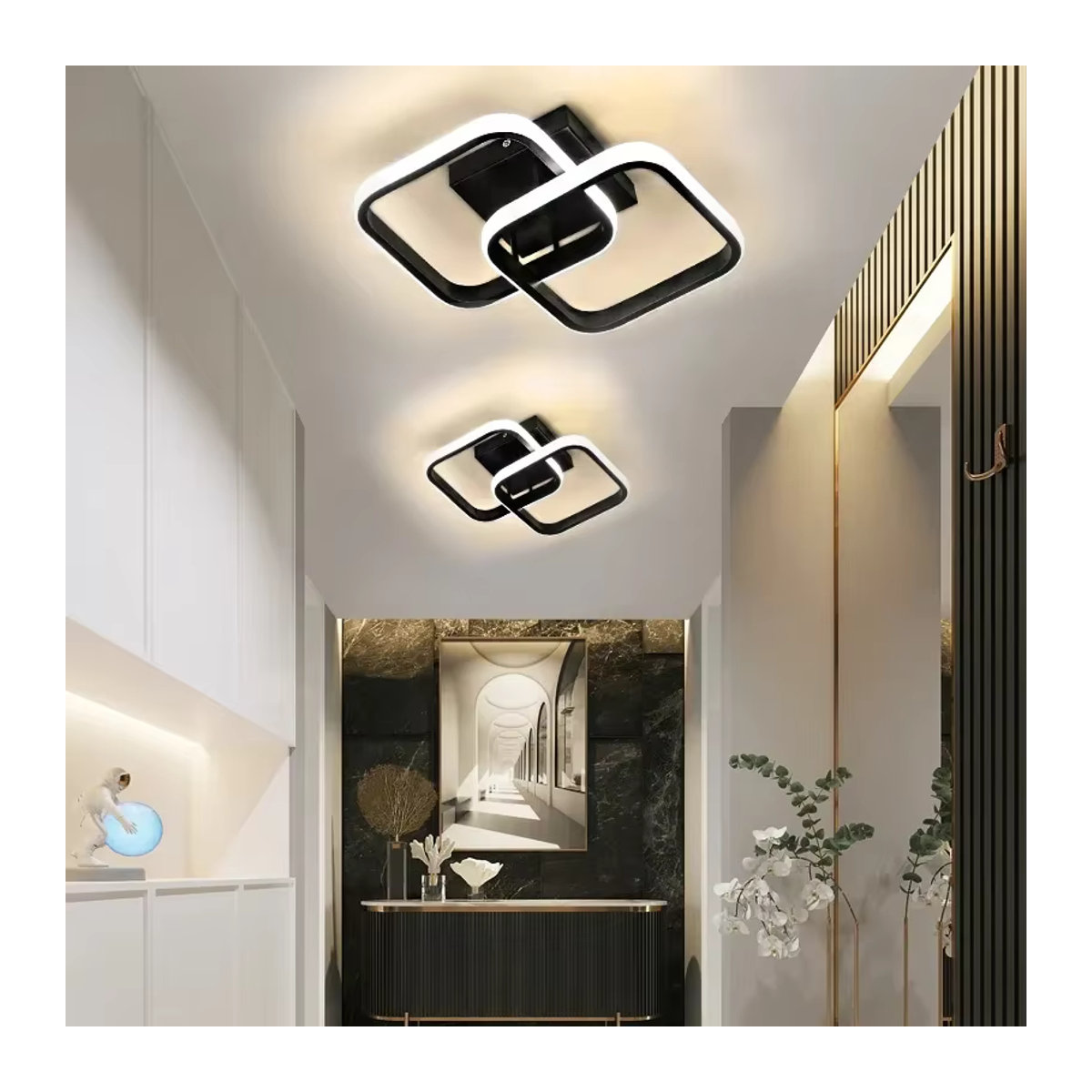 SUNMEIYI LED-Kronleuchter Moderne Deckenleuchte für Wohnzimmer und Schlafzimmer in Schwarz oder Weiß - Bild 2