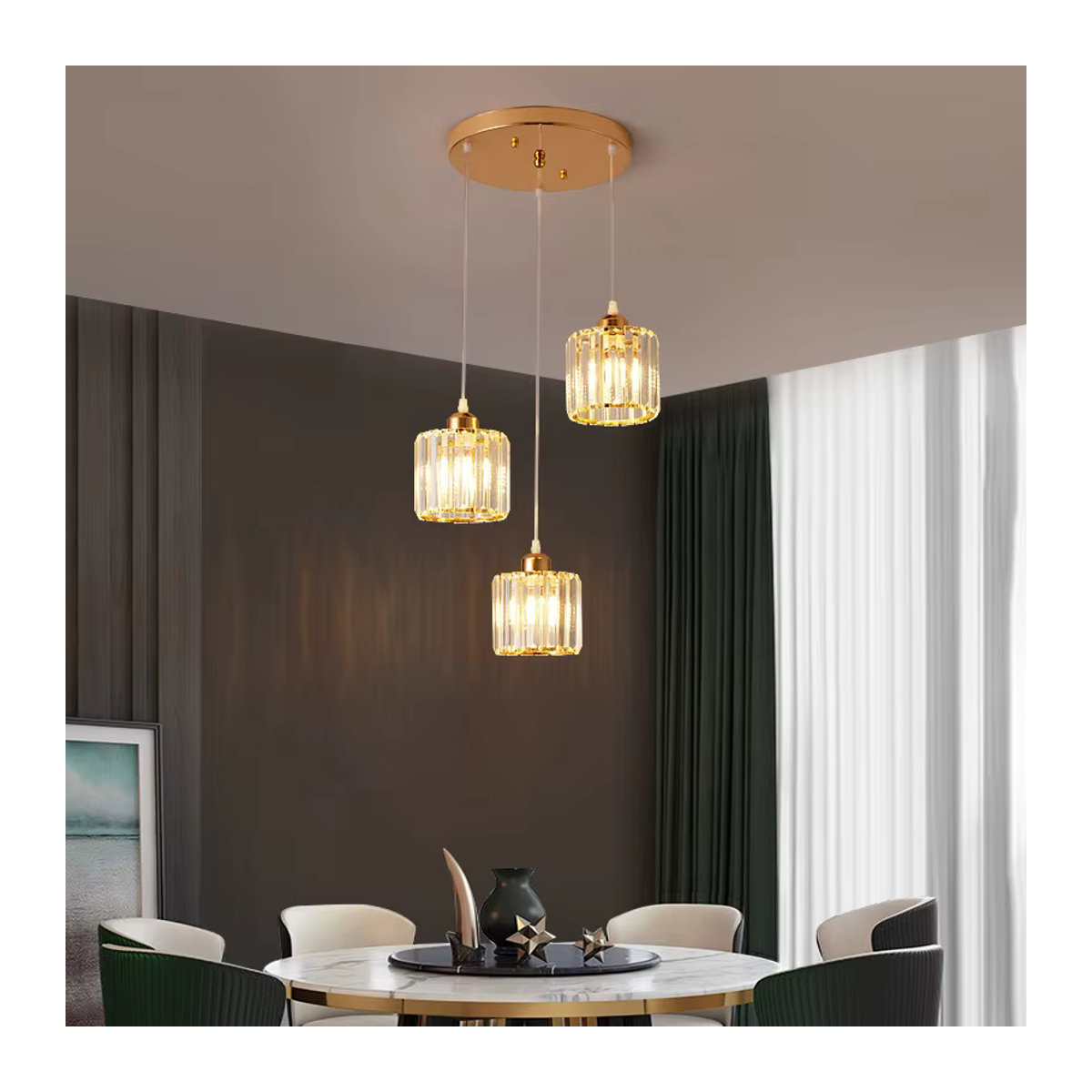 SUNMEIYI Moderne LED Pendelleuchte aus Glas für Wohnzimmer und Schlafzimmer - Bild 2