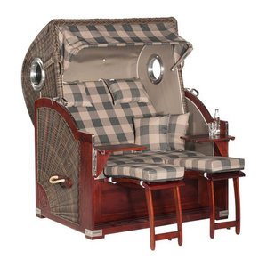 SUNNY SMART Strandkorb mit höhenverstellbaren Fußstützen in Braun, B/T/H: 140 x 95 x 160 cm