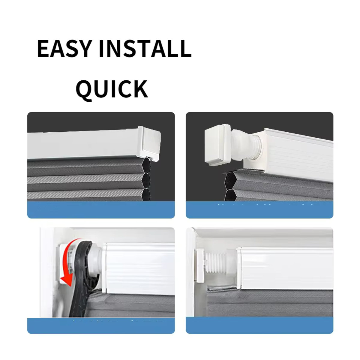 Sunroad Kabellose Wabenjalousien in Grau, Maßgeschneiderte Cellular Shades mit Top-Down-Bottom-Up Funktion, UV-Schutz und Klemmbefestigung ohne Bohren - Bild 4