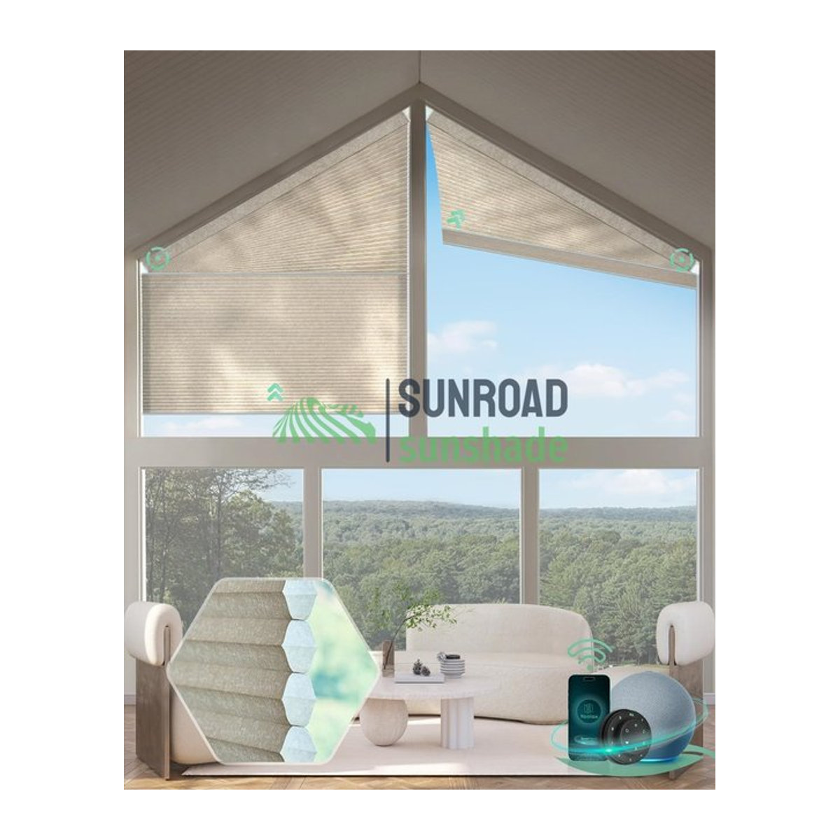 Sunroad Wabenjalousien als Sonnenschutz in Beige - Bild 1