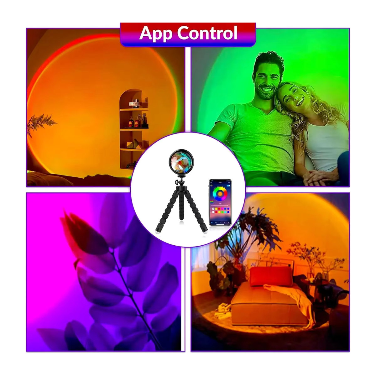 Sunset Strip RGB LED Projektionslicht mit 16 Farben und 360 Grad Rotation für Fotografie und Dekoration in Bunt - Bild 2