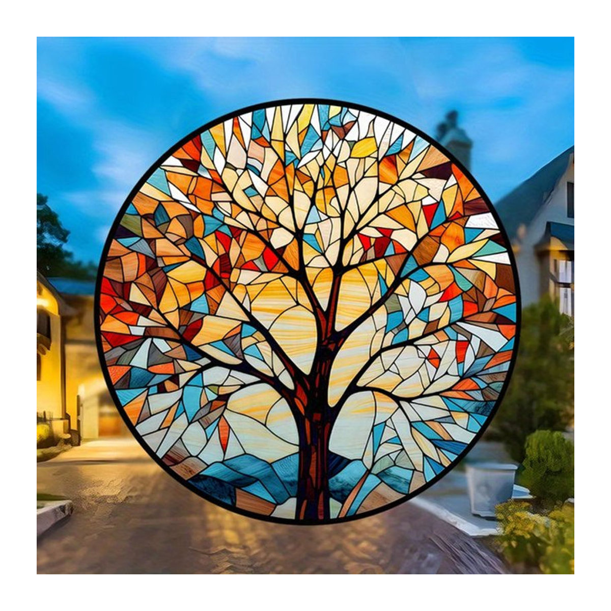 Sunshine Art Tree Elektrostatische Fensteraufkleber Floral Mehrfarbig Wasserfest Selbstklebend - Bild 1