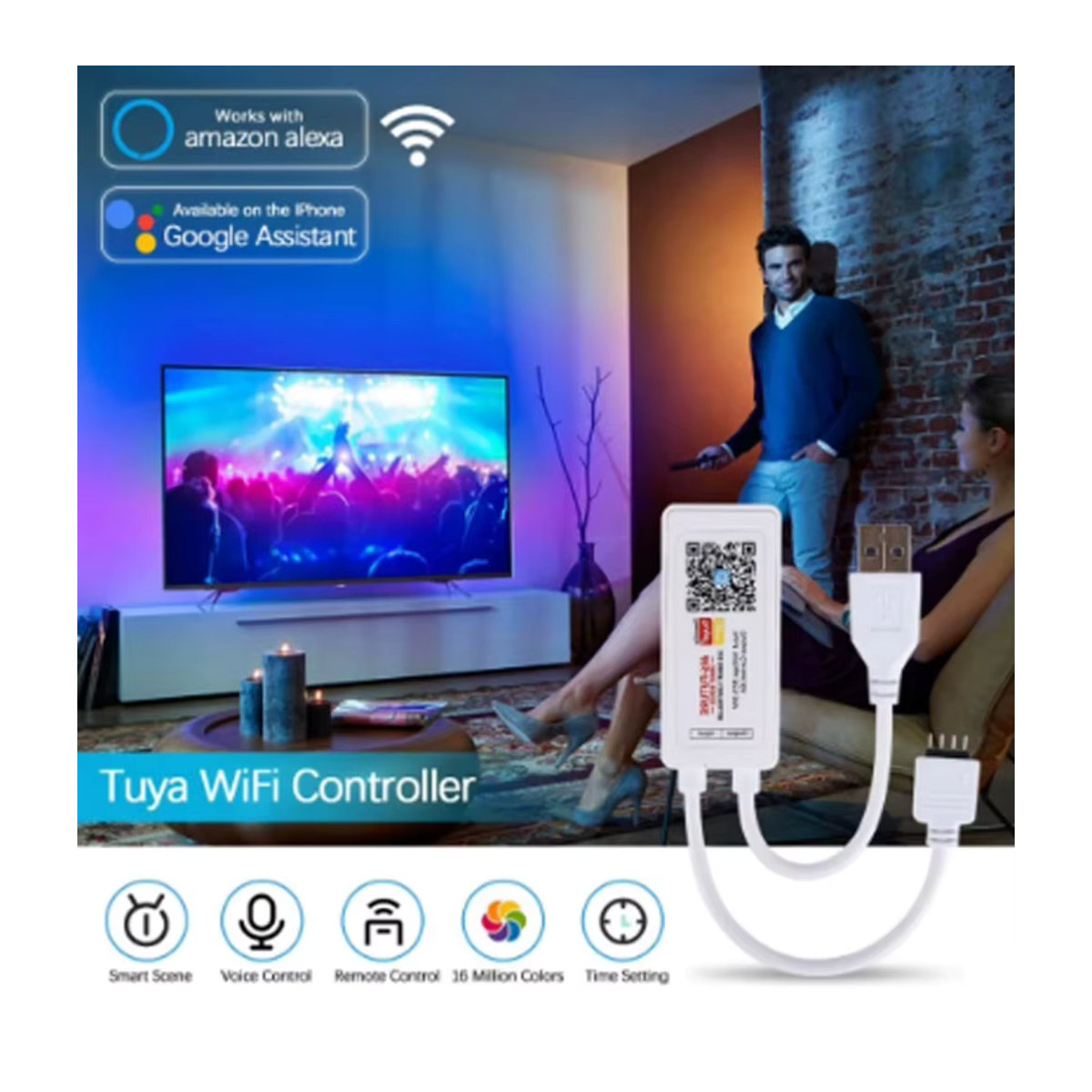 SUNSPURT Tuya Smart RGB LED Lichtstreifen mit App-Steuerung und Fernbedienung, kompatibel mit Alexa und Google Home, Bunt - Bild 2