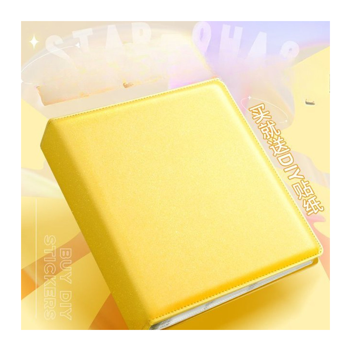 Sunwood Sparkling PU-Ordner für Kpop Fotokarten in Macaron-Optik, Sammelbuch für Idol-Fotoalben, Schwarz oder Gelb - Bild 1
