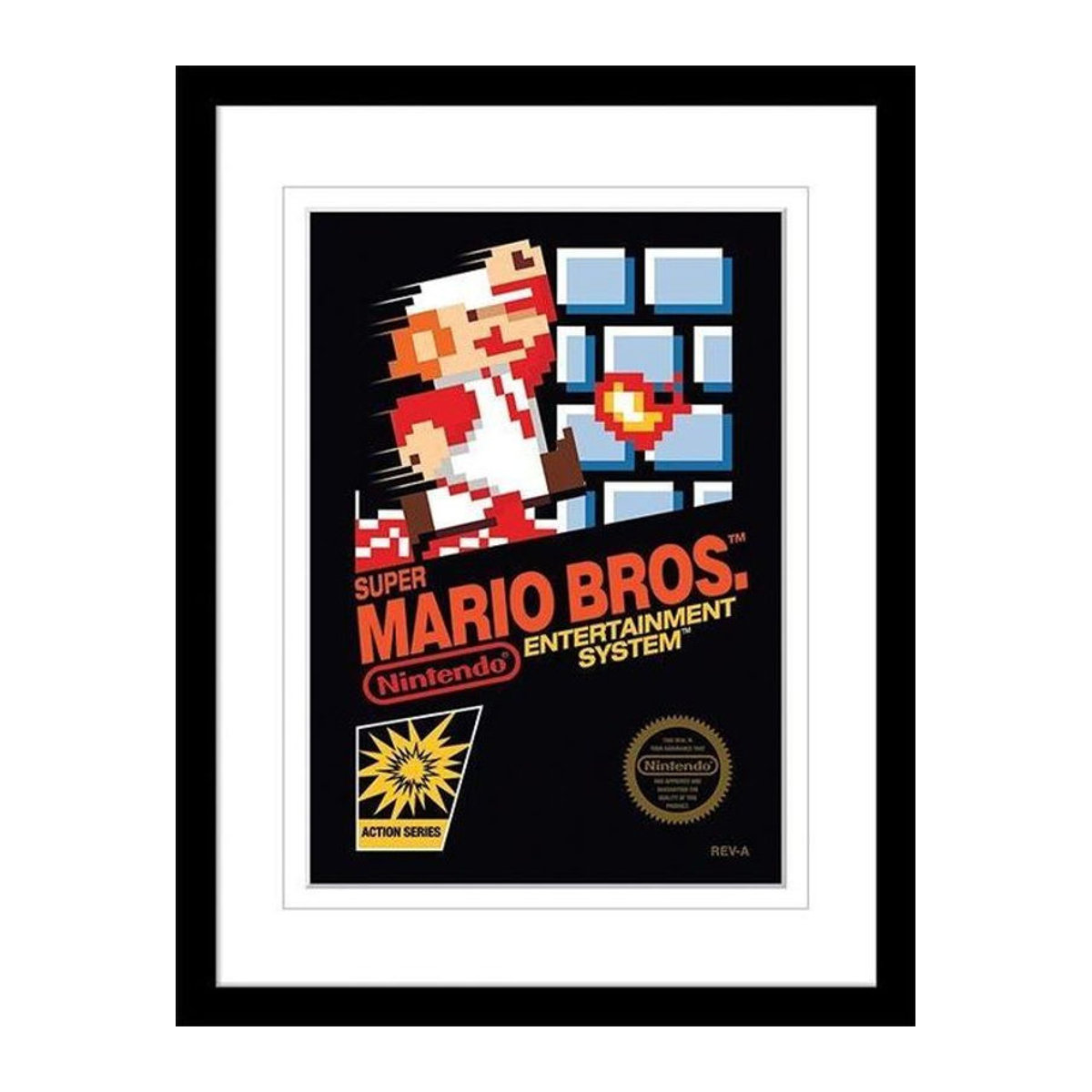 Super Mario gerahmter Kunstdruck in Weiß und Schwarz, B/H: 30 x 40 cm - Bild 1