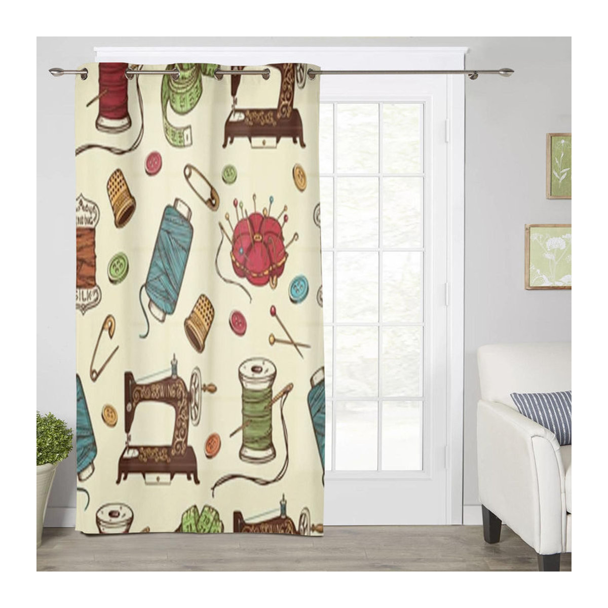 Super Six Fenstergardine beige, handgezeichnete transparente Vorhänge für Wohnzimmer, Schlafzimmer und Küche, B: 135 cm, H: 60 cm - Bild 4