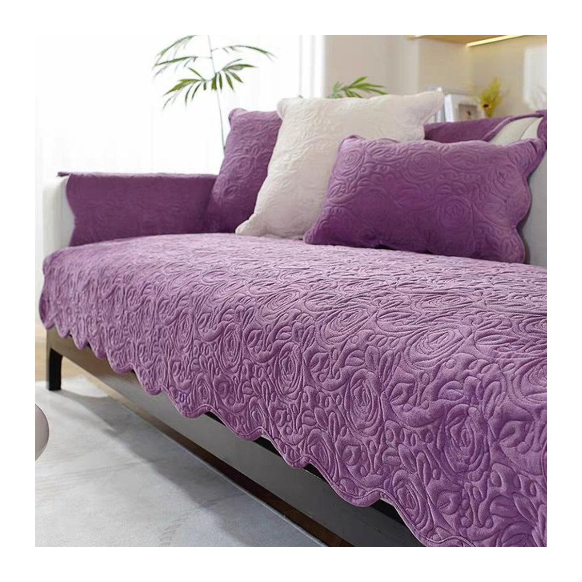 Super Six Sofa-Kissen aus niederländischem Samt in Rosa und Lila, rutschfeste Sofaabdeckung für alle Jahreszeiten, B/B: 70 x 70 cm - Bild 1