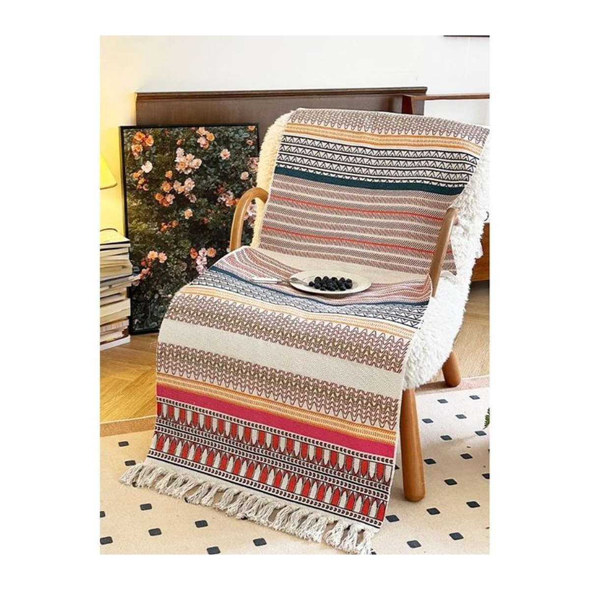 Super Six Sofabezug aus Baumwolle und Leinen im Retro-Stil, mehrfarbig, B: 150 cm, T: 60 cm - Bild 1