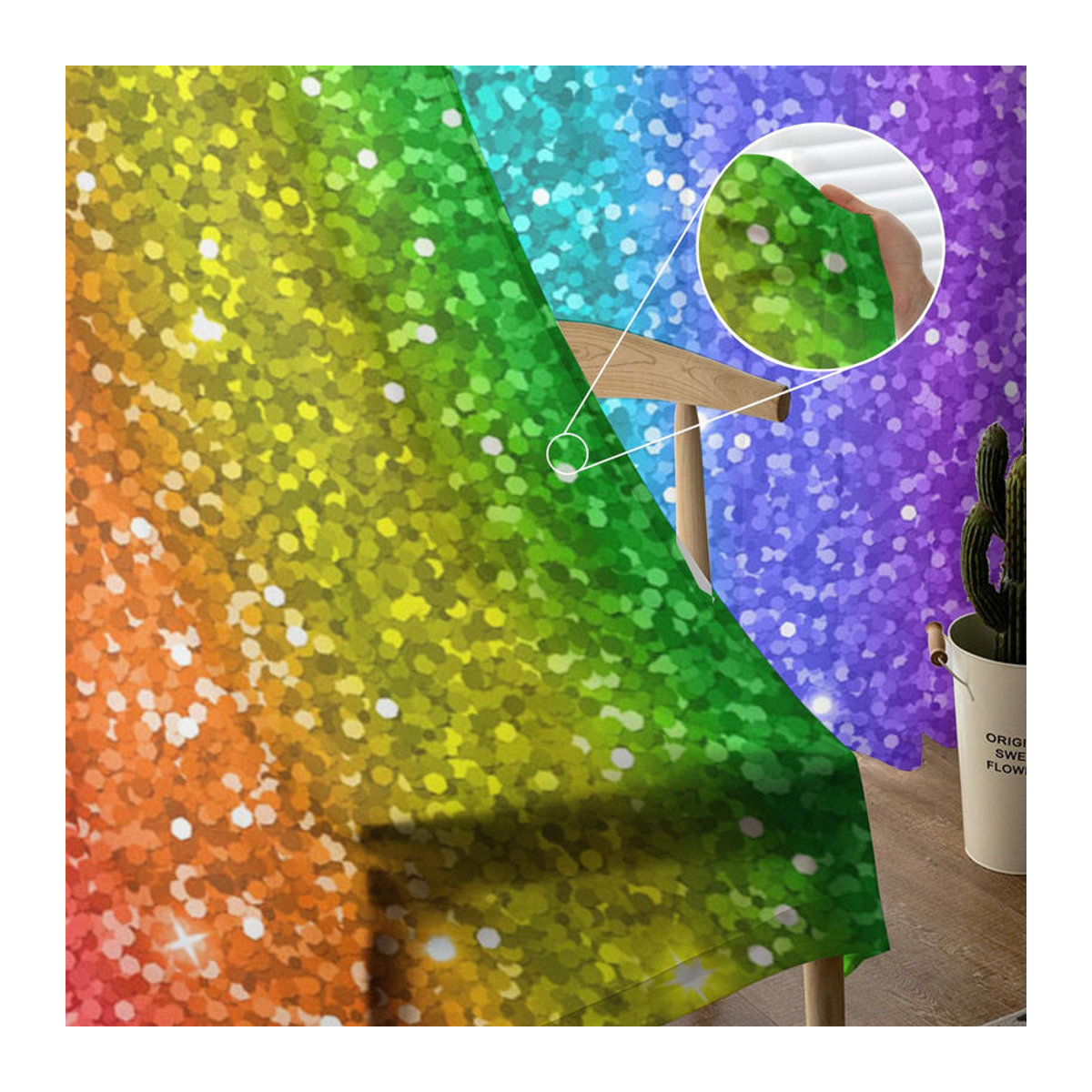 Super Six Transparente Vorhänge mit Regenbogen-Metall-Glitzer in Mehrfarbig, B: 135 cm, H: 114 cm - Bild 3
