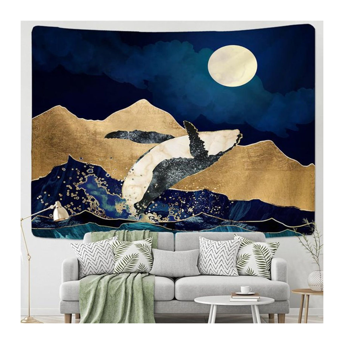 Super Six Wandbehang Vintage Walvisval mit geometrischem Muster im Boho-Stil, mehrfarbig, B/H: 95 x 70 cm - Bild 1