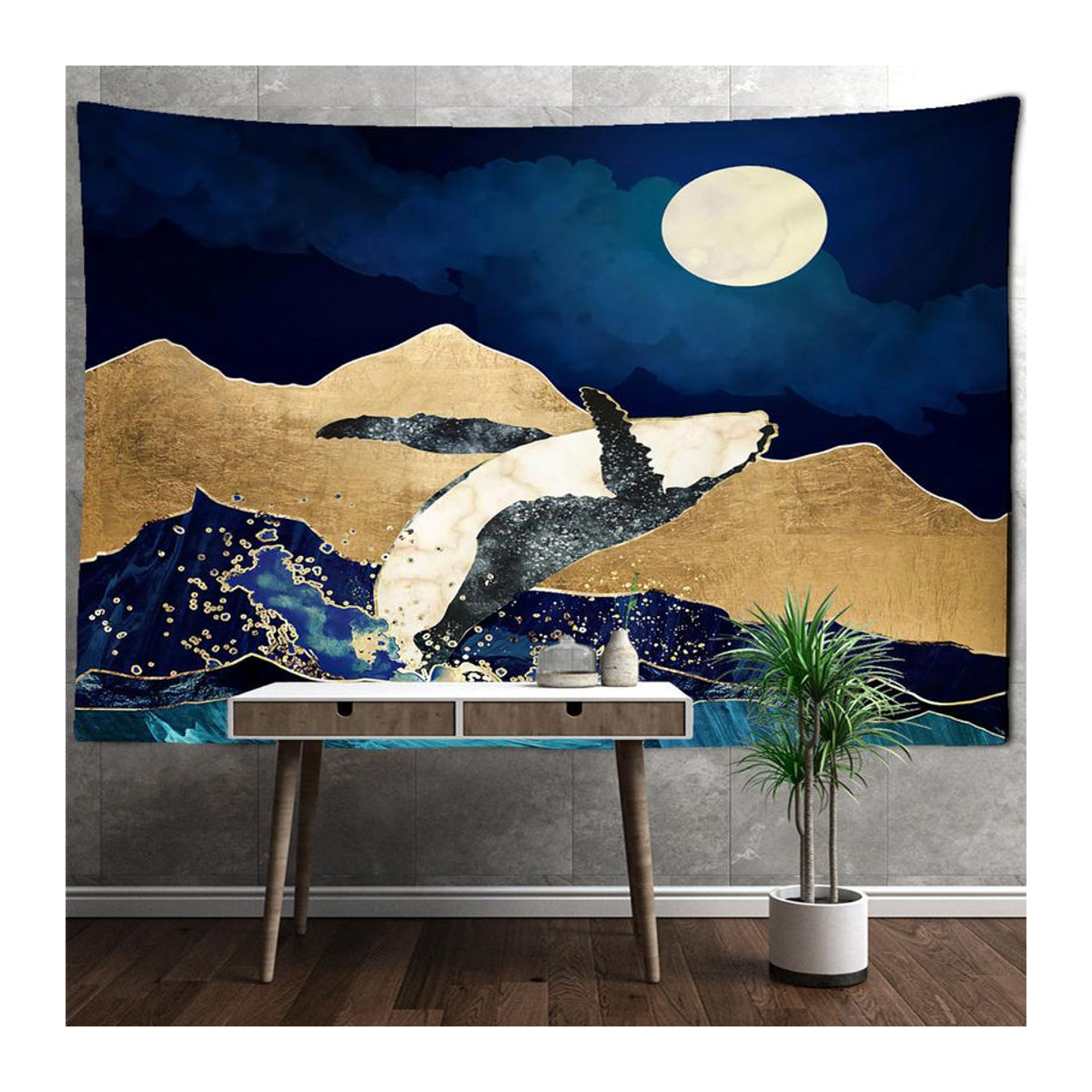 Super Six Wandbehang Vintage Walvisval mit geometrischem Muster im Boho-Stil, mehrfarbig, B/H: 95 x 70 cm - Bild 2