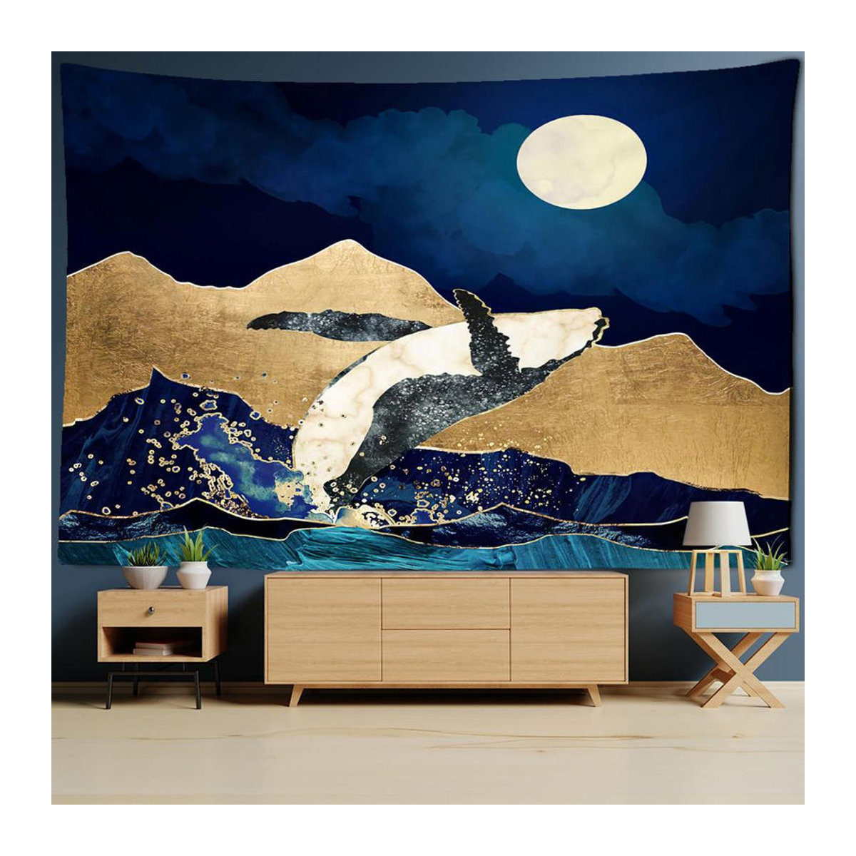 Super Six Wandbehang Vintage Walvisval mit geometrischem Muster im Boho-Stil, mehrfarbig, B/H: 95 x 70 cm - Bild 3
