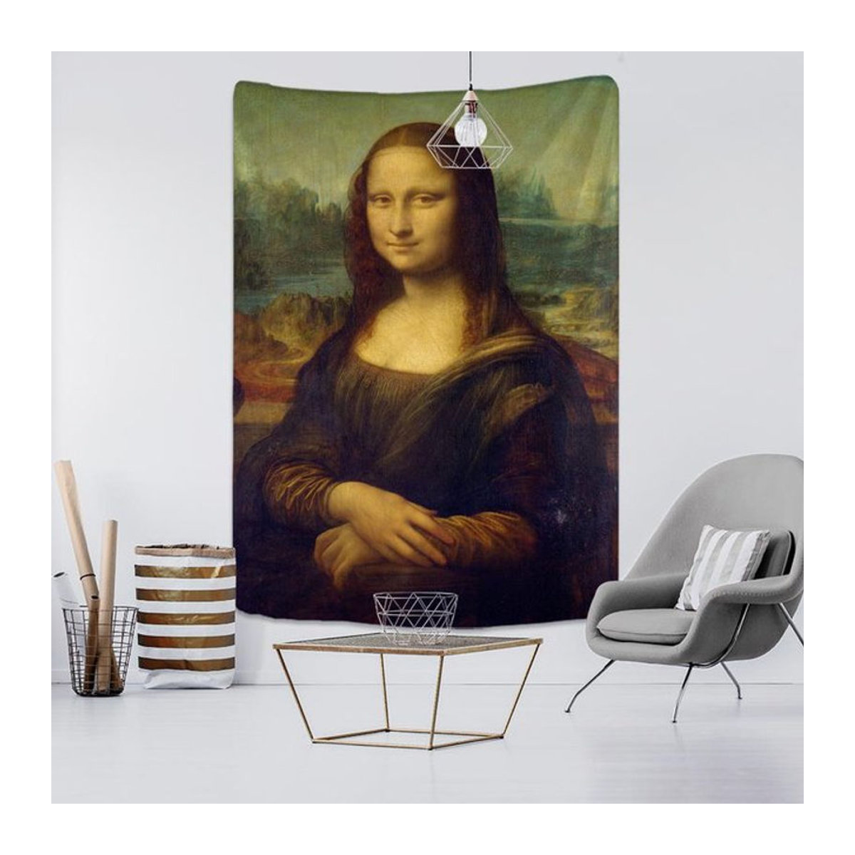 Super Six Wandteppich Mona Lisa Porträt im Bohemian Stil, mehrfarbig, B/H: 95 x 70 cm - Bild 1