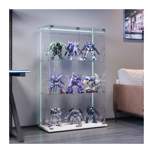 Superaly Glasvitrine in Schwarz mit 2 Türen, Schloss und LED-Beleuchtung, B/H/T: 123,3 x 78,5 x 35 cm