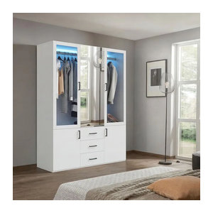 Superaly Mehrzweckschrank in Weiß mit Spiegel, Schubladen und Drehtüren, Breite: 130 cm