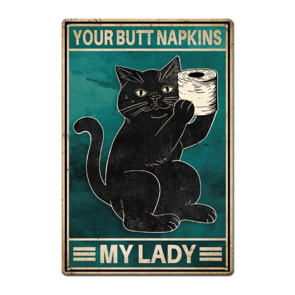 SUPERDANT Metallblechschild Schwarze Katze Vintage Wanddekoration für das Badezimmer in Schwarz und Mehrfarbig - Bild 1