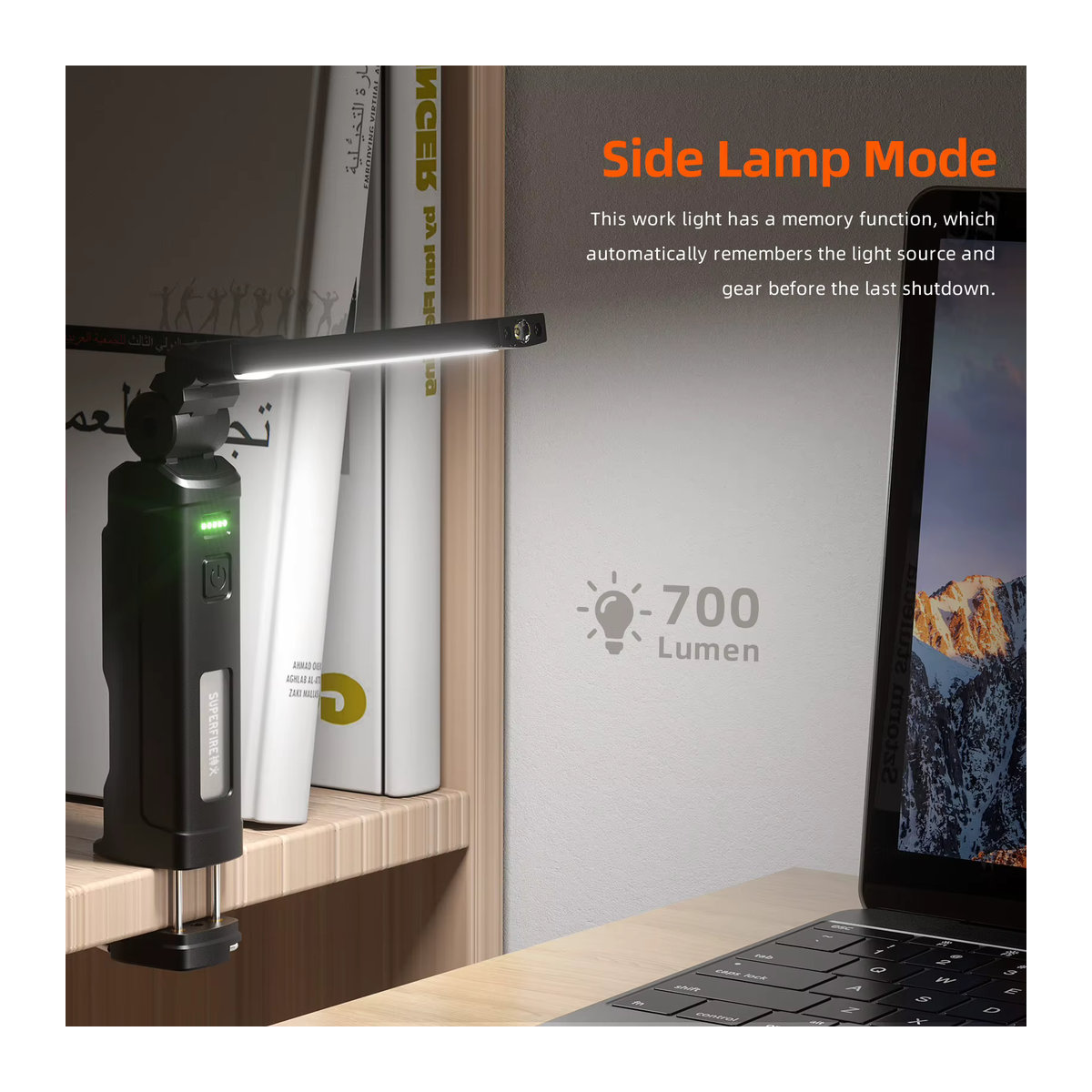 SUPERFIRE G16-S COB LED-Arbeitsleuchte, magnetische Taschenlampe und zusammenklappbare Camping-Laterne mit Haken, wiederaufladbar via USB - Bild 3