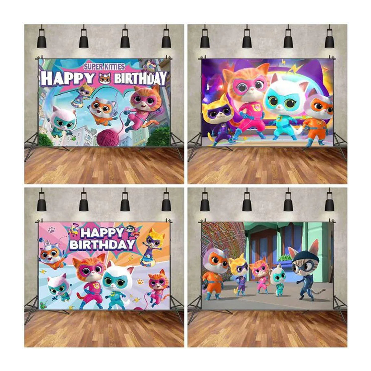 SuperKitties Fotohintergrund für Kinder als Geburtstagsparty-Dekoration, mehrfarbig, B: 120 cm, H: 70 cm, T: 70 cm - Bild 1