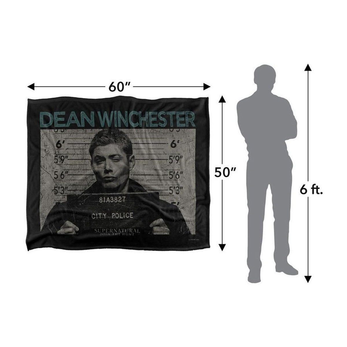 Supernatural Dean Winchester Politiefoto Wanddeko Textil Vintage Schwarz - Bild 3