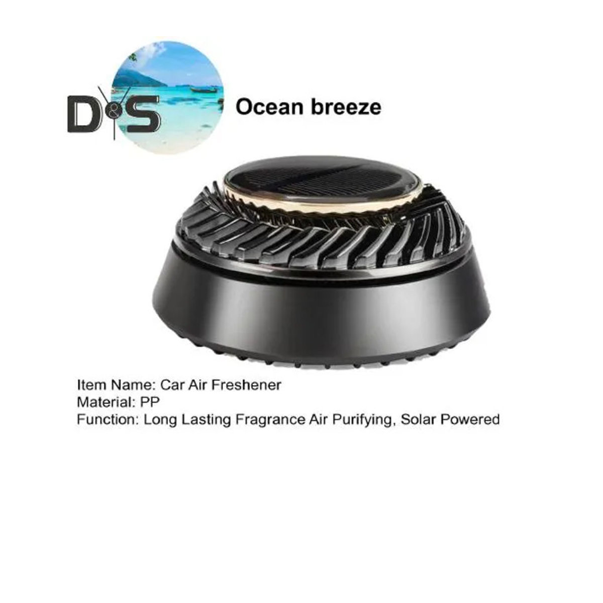 Superway Solar-Auto-Lufterfrischer mit automatischer Drehung, Aromatherapie-Diffusor und Luftreinigung, Farbe Schwarz, Duft Ocean Breeze - Bild 2